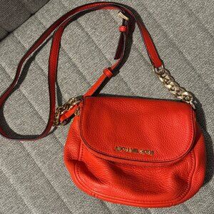 Michael Kors Bedford Flap Crossbody Bag in Orange (Pebbled Leather)